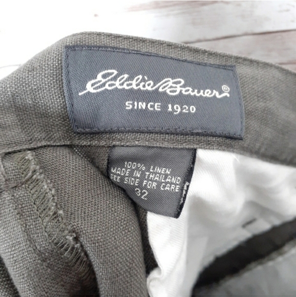 Eddie Bauer Mens Linen Golf Shorts 32 Waist Pleated Taupe 469 - Picture 3 of 4